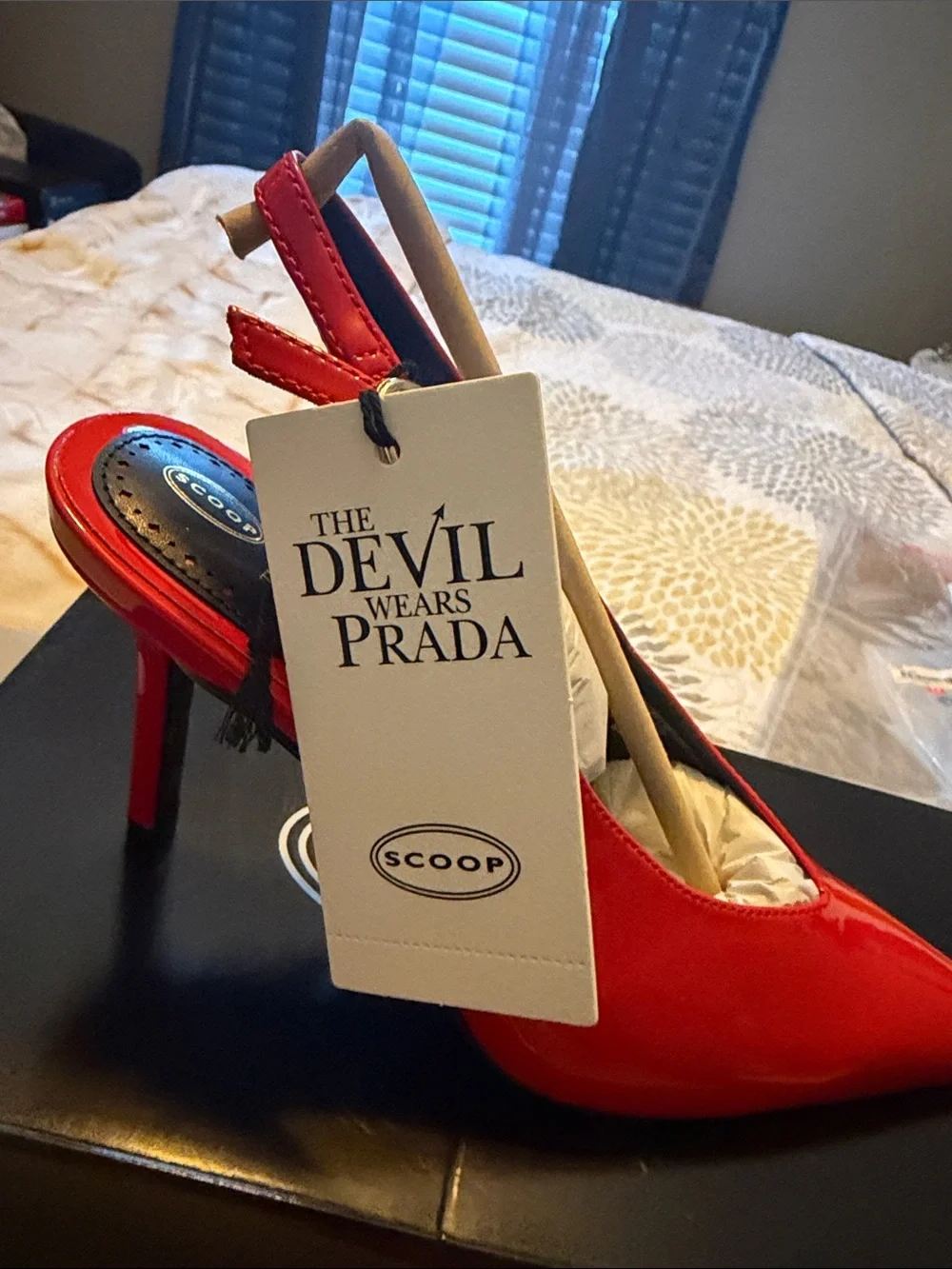 Red Patent Pointed-Toe Slingback Heels